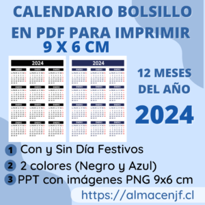 Calendario de Bolsillo Digital en PDF para imprimir 2024