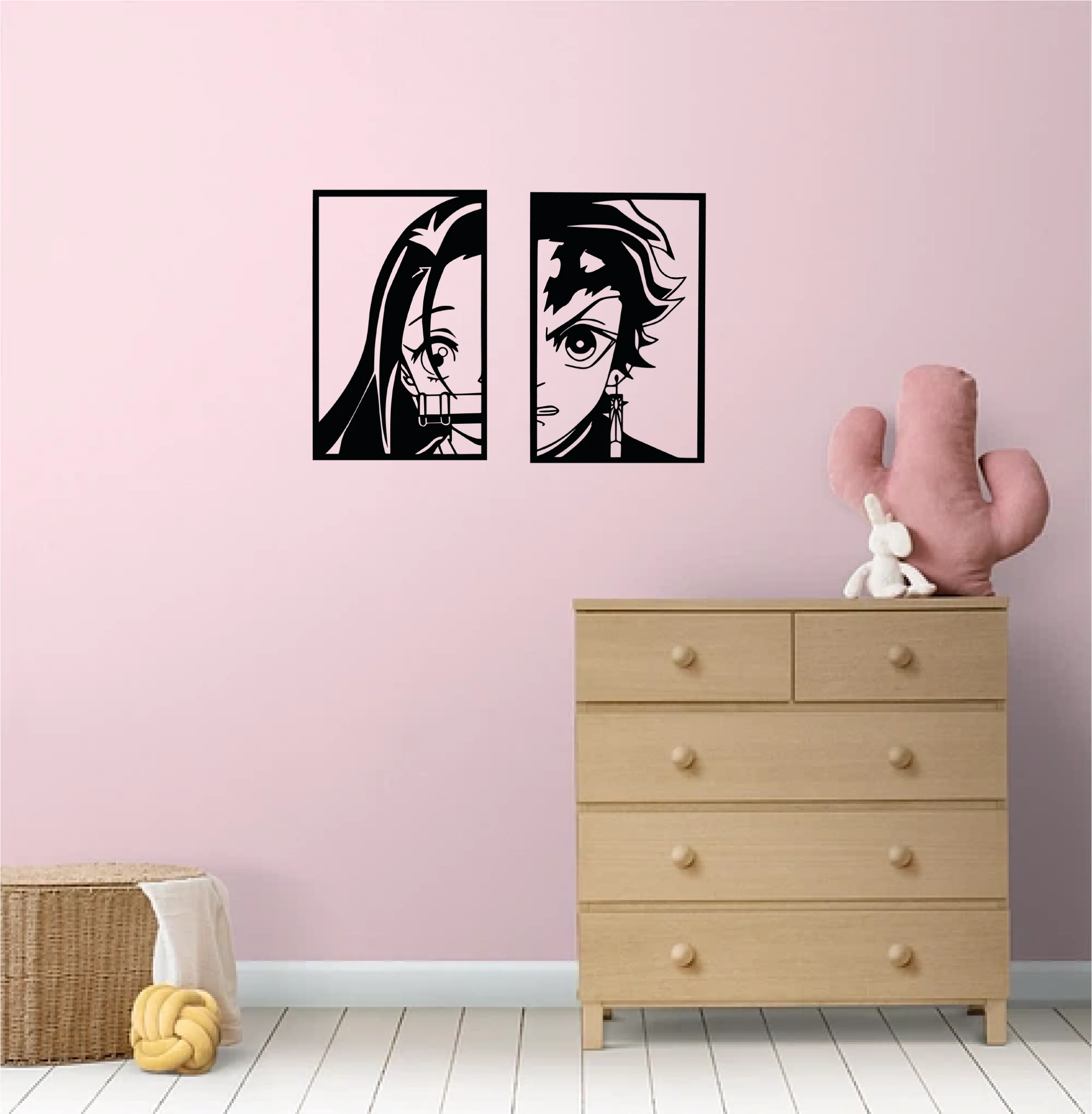 Archivo impresión 3D (STL) Tanjiro y Nezuko Kamado para Decoración de Murales. - Imagen 2