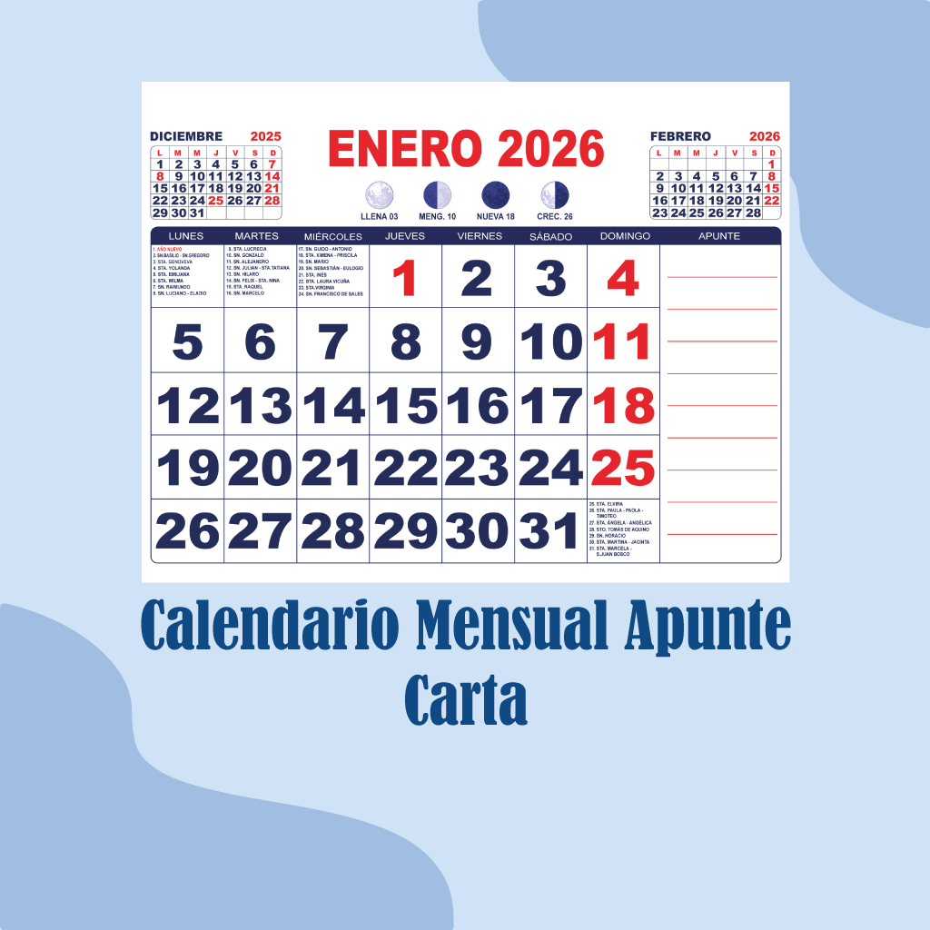 9 Calendarios Digitales en PDF para imprimir 2026 - Chilenos - Imagen 7